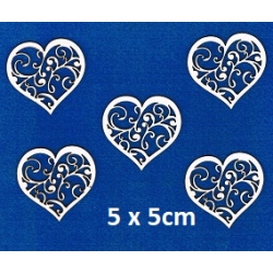 BEERMATA #1,5mm  Serce ażurowe 5x5cm ( 5szt )  tekturka , scrap,  birmata